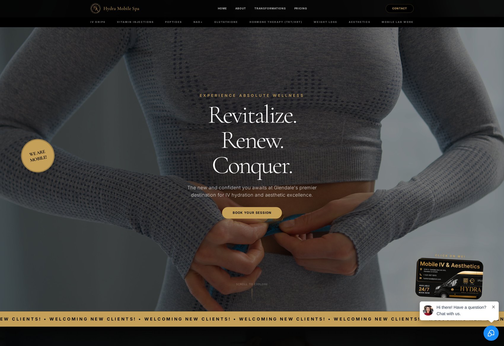 The Hydra Mobile Spa website